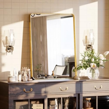 VooBang Gold Bathroom Mirror 24x32 Inch with Round Corners