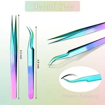 Mudder 6 Pcs Eyelash Tweezers for Precision Lash Extension