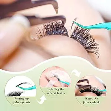 Mudder 6 Pcs Eyelash Tweezers for Precision Lash Extension