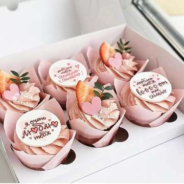 150 Pieces Tulip Cupcake Muffin Liners Paper Baking Cups Greaseproof Cupcake Wrappers for Birthday W...