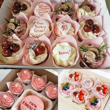 150 Pieces Tulip Cupcake Muffin Liners Paper Baking Cups Greaseproof Cupcake Wrappers for Birthday Wedding Party Baby Showers Catering Restaurants(Pink)