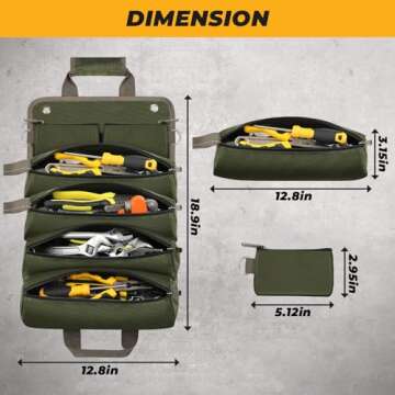 UUP Heavy Duty Tool Bag - Compact Roll Up Organizer