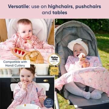 BIBaDO - Long Sleeve Baby Bibs - Babies & Toddlers 6-36 Months - Coverall Baby Led Weaning Bib - Easy Wipe, Soft & Waterproof