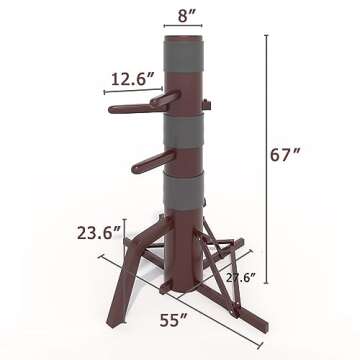 MR Wing Chun Dummy, Wooden Mook Yan Jong, IP Man Training Target with Tripod Base, Adjustable Height...