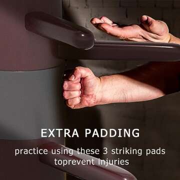 MR Wing Chun Dummy, Wooden Mook Yan Jong, IP Man Training Target with Tripod Base, Adjustable Height Mook Yan Jong Training with 3 Striking Pad, Martial Arts Traditional Kung Fu Training Dummy