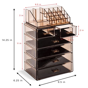 Sorbus Clear Makeup Organizer with 6 Drawers for Vanity