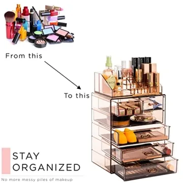 Sorbus Clear Makeup Organizer with 6 Drawers for Vanity