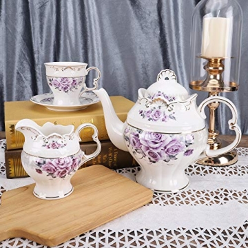 Elegant FANQUARE 15 Piece Porcelain Tea Set for Adults