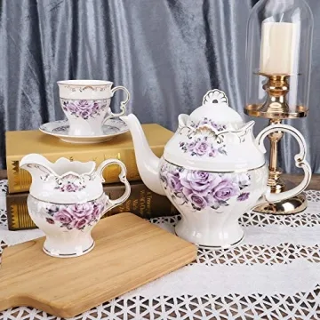 Elegant FANQUARE 15 Piece Porcelain Tea Set for Adults