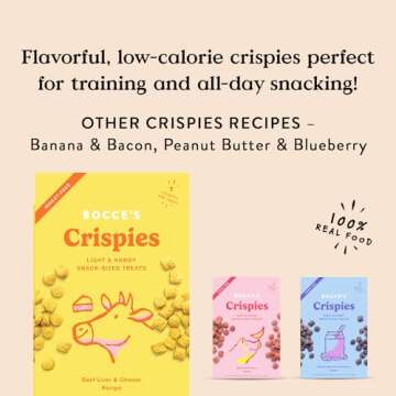 Bocce's Bakery Crispies Training Treats for Dogs, Wheat-Free Dog Treats, Made with Real Ingredients, Baked in The USA, All-Natural & Low Calories Training Treats, Beef Liver & Cheese Recipe, 10 oz