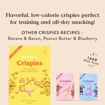 Bocce's Bakery Crispies Training Treats for Dogs, Wheat-Free Dog Treats, Made with Real Ingredients, Baked in The USA, All-Natural & Low Calories Training Treats, Beef Liver & Cheese Recipe, 10 oz
