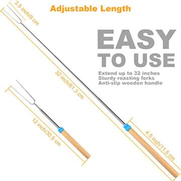 10 Pcs Marshmallow Roasting Sticks for Fire Pit Long 32Inch, Smores Sticks Skewers, Smores Kit for F...