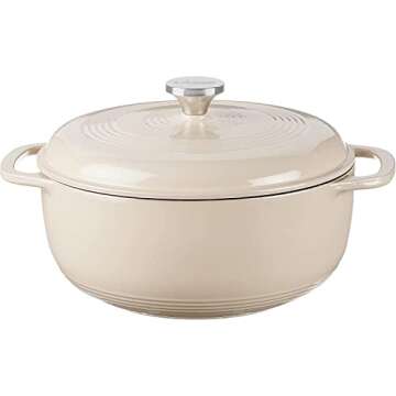 Lodge 3 Quart Enameled Cast Iron Dutch Oven with Lid – Perfect for Marinating, Cooking, and Servin...