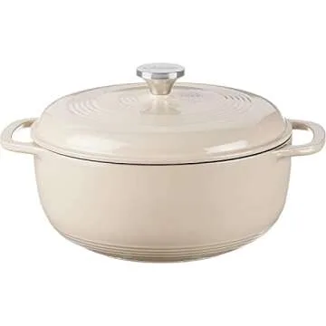 Lodge 3 Quart Enameled Cast Iron Dutch Oven with Lid – Perfect for Marinating, Cooking, and Servin...