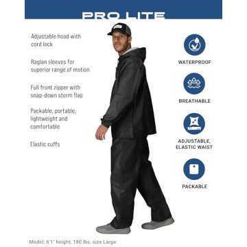 FROGG TOGGS Pro Lite Rain Suit - Lightweight Waterproof Protection