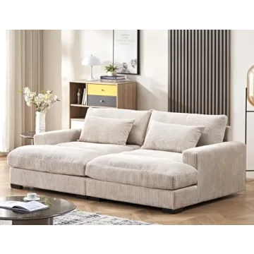 Container Furniture Direct Luxe Sleeper Sofa with Convertible Double Chaise Design, Modern Elegant L...