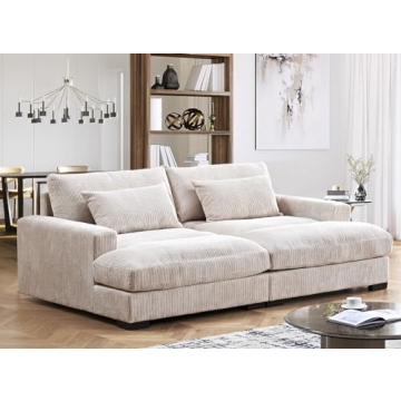Luxe Sleeper Sofa with Corduroy Upholstery and Double Chaise