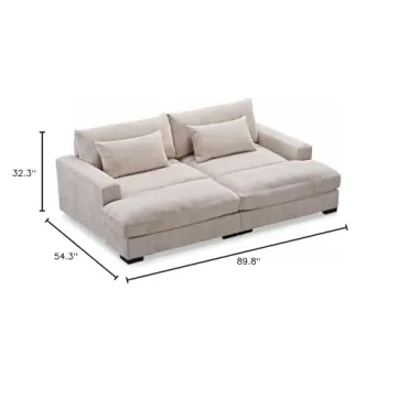 Luxe Sleeper Sofa with Corduroy Upholstery and Double Chaise