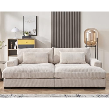 Luxe Sleeper Sofa with Corduroy Upholstery and Double Chaise