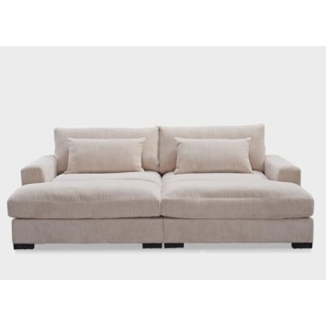 Luxe Sleeper Sofa with Corduroy Upholstery and Double Chaise