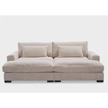Luxe Sleeper Sofa with Corduroy Upholstery and Double Chaise