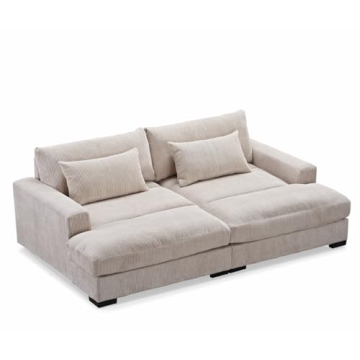 Luxe Sleeper Sofa with Corduroy Upholstery and Double Chaise