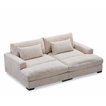 Luxe Sleeper Sofa with Corduroy Upholstery and Double Chaise