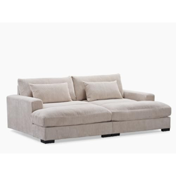 Luxe Sleeper Sofa with Corduroy Upholstery and Double Chaise