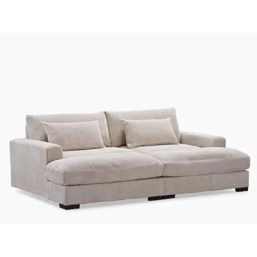Luxe Sleeper Sofa with Corduroy Upholstery and Double Chaise