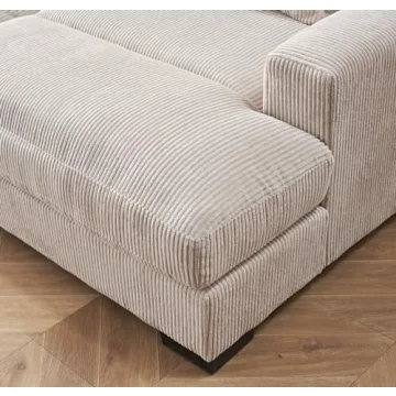 Luxe Sleeper Sofa with Corduroy Upholstery and Double Chaise