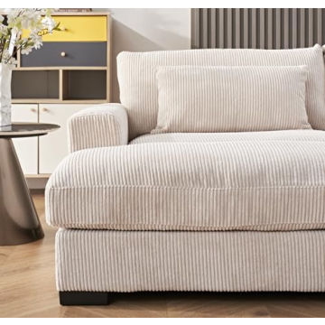 Luxe Sleeper Sofa with Corduroy Upholstery and Double Chaise