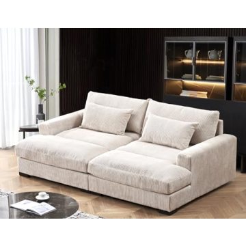 Luxe Sleeper Sofa with Corduroy Upholstery and Double Chaise
