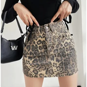 Chic Women's Cheetah Print Denim Skirt for Every Occasion