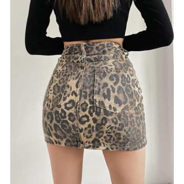 Chic Women's Cheetah Print Denim Skirt for Every Occasion