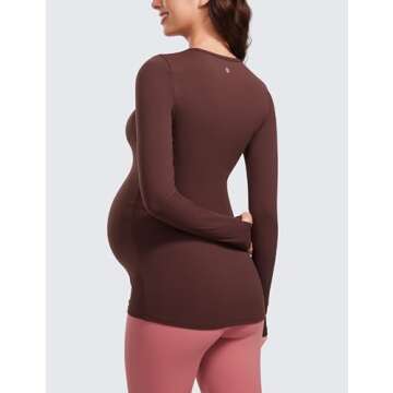 CRZ YOGA Womens Butterluxe Long Sleeve Maternity Tops Crewneck Pregnancy Basic Shirts Soft Athletic ...