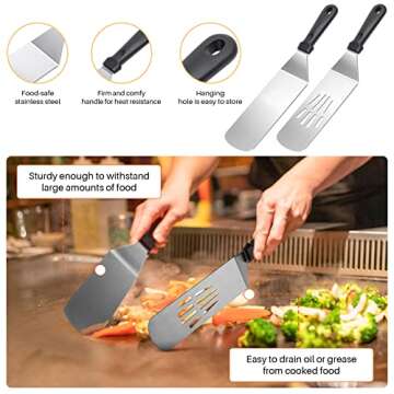138PCS Griddle Accessories Kit,Grill Accessories for Blackstone Flat Top Set and Camp Chef,Grill Spatula,Scraper,Griddle Cleaning Kit Carry Bag for Hibachi Grill, Men Outdoor BBQ with Meat Injector