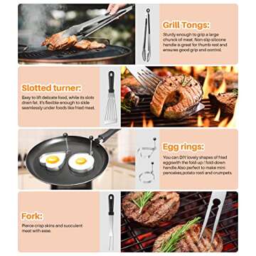 138PCS Griddle Accessories Kit,Grill Accessories for Blackstone Flat Top Set and Camp Chef,Grill Spatula,Scraper,Griddle Cleaning Kit Carry Bag for Hibachi Grill, Men Outdoor BBQ with Meat Injector