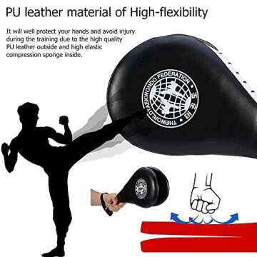 Taekwondo Kick Pads, Target Durable TKD Kicking Targets Training Paddles, Double Strike Pads for Kickboxing and Karate Training (Style 2,Black+red,2 pcs)
