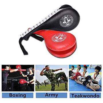 Taekwondo Kick Pads, Target Durable TKD Kicking Targets Training Paddles, Double Strike Pads for Kickboxing and Karate Training (Style 2,Black+red,2 pcs)
