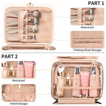 CUBETASTIC Hanging Travel Toiletry Bag, Portable Travel Makeup Bag with Handle, Waterproof Nylon Cosmetic Organizer Pouch with 360° Hanging Hook (B#-Black, Medium(Pack of 1))