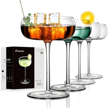 Elegant Hand Blown Coupe Glass Set for Luxurious Cocktails