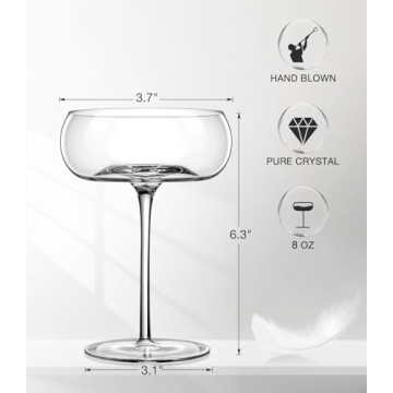 Elegant Hand Blown Coupe Glass Set for Luxurious Cocktails