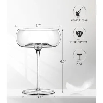 Elegant Hand Blown Coupe Glass Set for Luxurious Cocktails