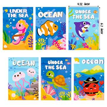 ANGOLIO 24Pcs Ocean Animals Coloring Books Bulk: Mini DIY Art Drawing Set