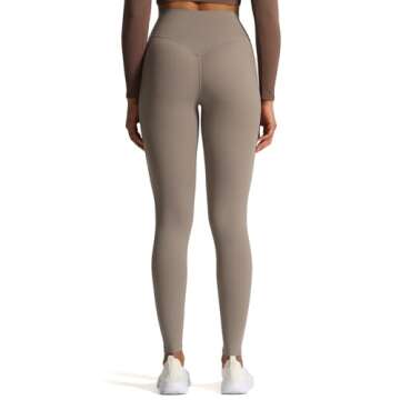 Aoxjox High Waisted Workout Leggings for Women Tummy Control Buttery Soft Yoga Metamorph Deep V Pants 26" (Driftwood, Medium)