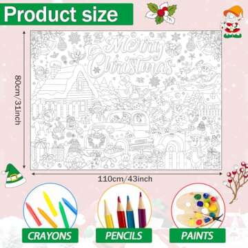 Naozinebi Christmas Giant Coloring Poster for Kids Christmas Truck Farmhouse Coloring Tablecloth Win...