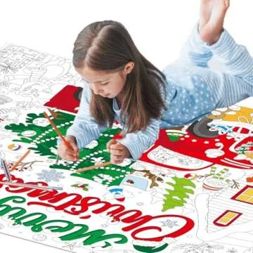 Naozinebi Christmas Giant Coloring Poster for Kids Christmas Truck Farmhouse Coloring Tablecloth Winter Xmas Crafts DIY Art Drawing Activities for Home Classroom Party Favor Supplies 31 x 43 Inch
