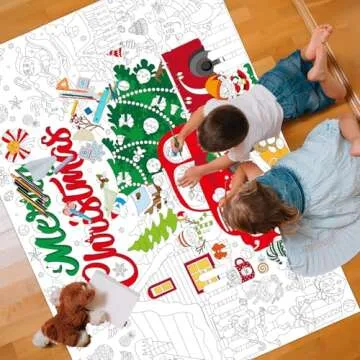 Naozinebi Christmas Giant Coloring Poster for Kids Christmas Truck Farmhouse Coloring Tablecloth Winter Xmas Crafts DIY Art Drawing Activities for Home Classroom Party Favor Supplies 31 x 43 Inch