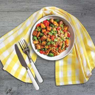 Urban Villa Easter Kitchen Towels Set of 6 Buffalo Checks Yellow/White Kitchen Towels 20X30 Inches 1...