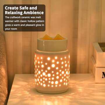 Ceramic Wax Melt Warmer,Candle Wax Warmer Night Light,2-in-1 Electric Wax Melter and Fragrance Warme...